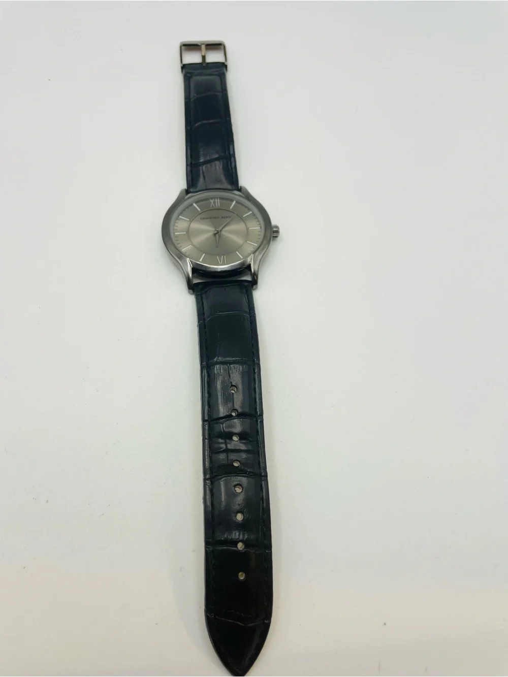 Geoffrey Beene Silver Dial Men’s Watch with Black Croc Strap